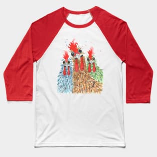 Curious Funky Chicken Girls Baseball T-Shirt